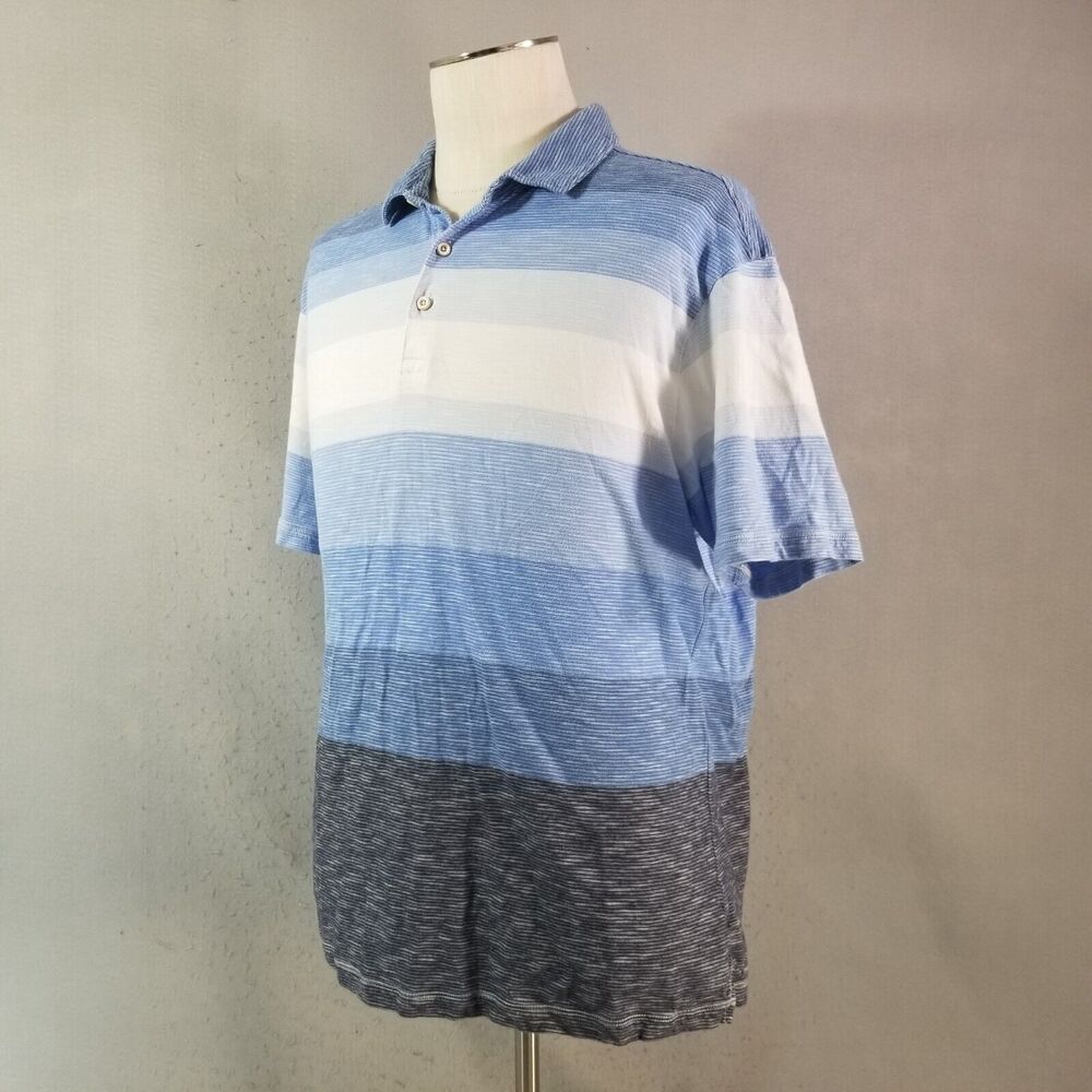 Tommy Bahama polo shirt men's XL extra large blue‎ stripe short sleeve cotton - Picture 5 of 11